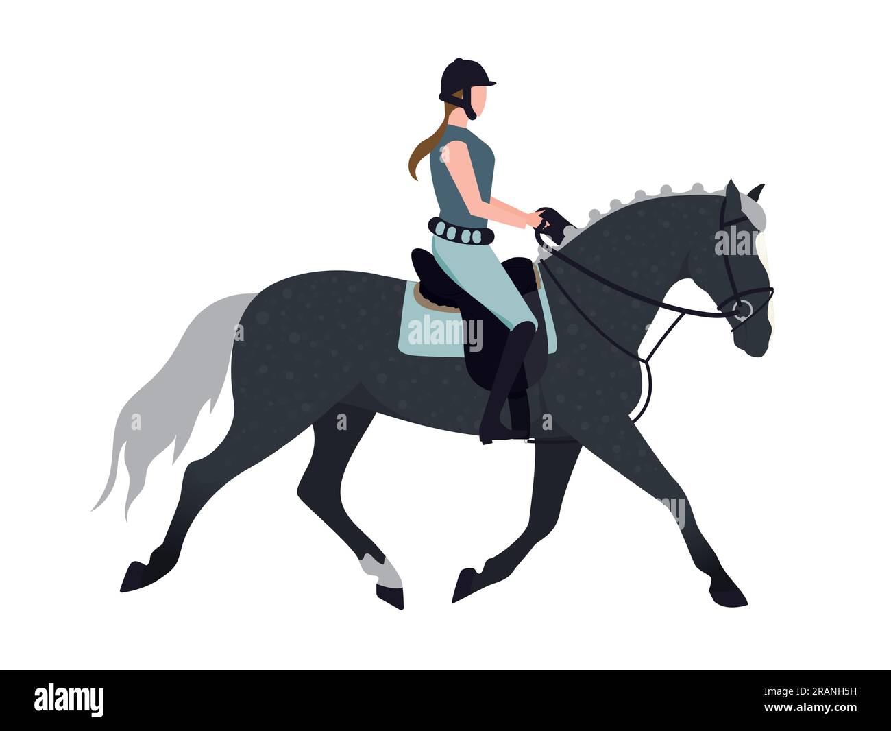 A jockey on a horse. Illustration of a girl riding a horse