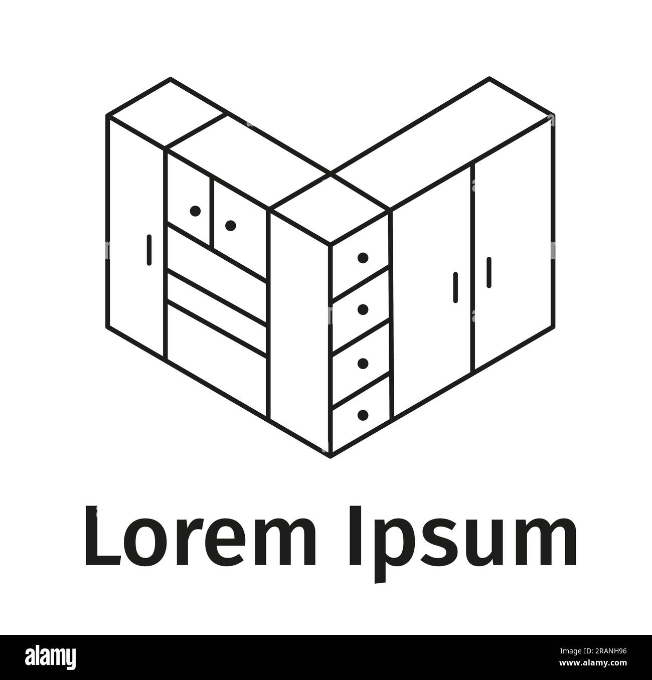 Icon cupboard. Logo for a furniture company. Vector illustration Stock