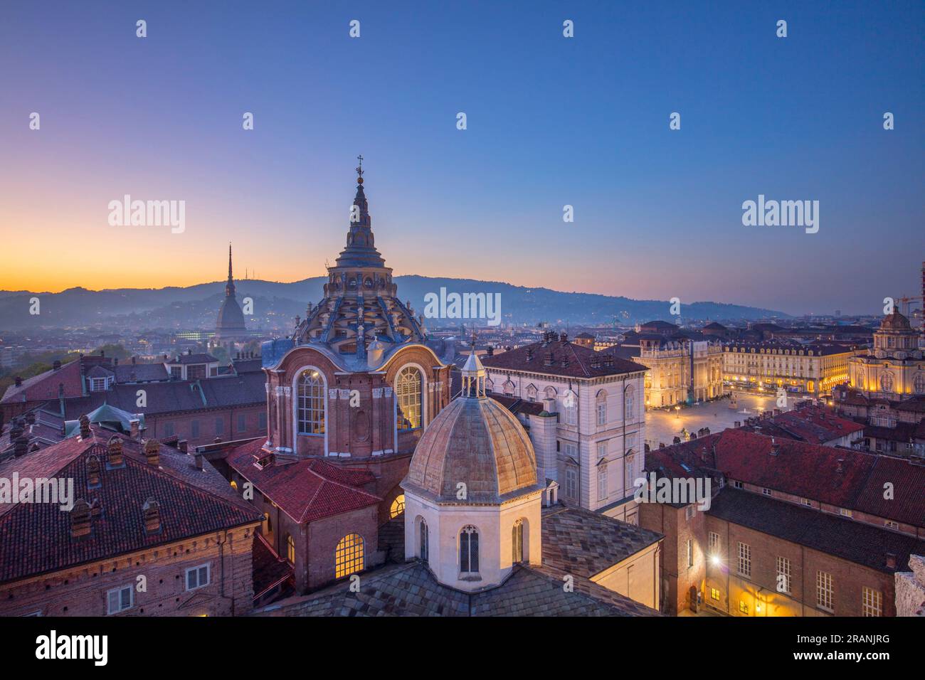 View from the Bell Tower of the Cathedral, on the Dome of the Chapel of the Holy Shroud, Torino, Piemonte, Italy Stock Photo