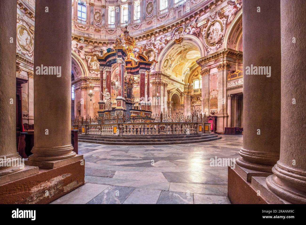 Canopy (baldacchino) of the Santuario di Vicoforte , Vicoforte, Cuneo, Piedmont, Italy Stock Photo