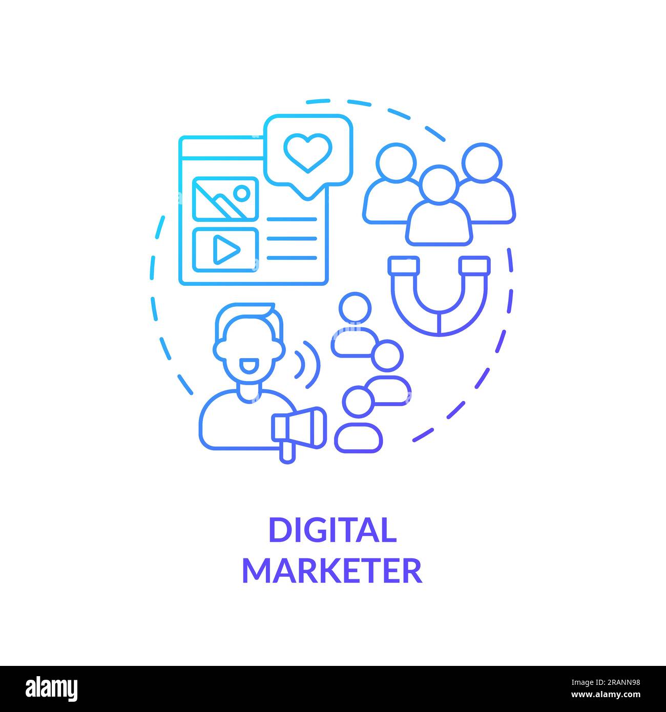 Digital marketer blue gradient concept icon Stock Vector