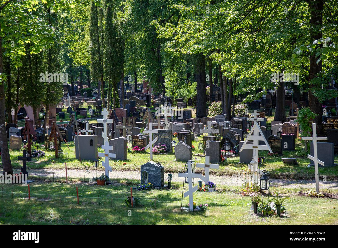 Orthodox Cemetery in Hielahti district of Helsinki, Finland Stock Photo