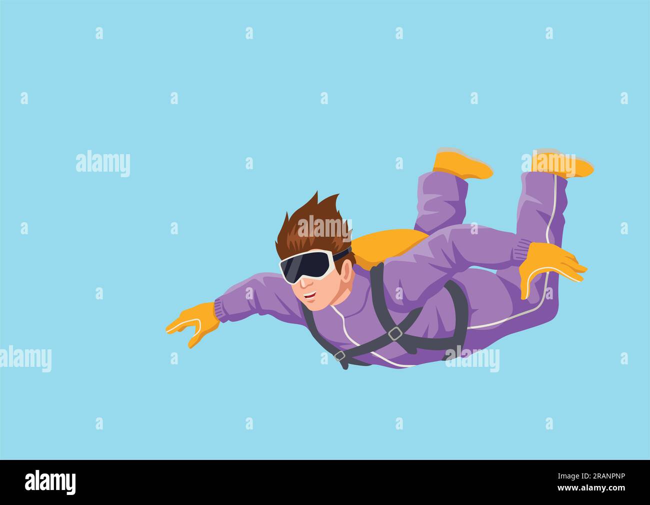 Cartoon illustration of a man sky diving Stock Vector