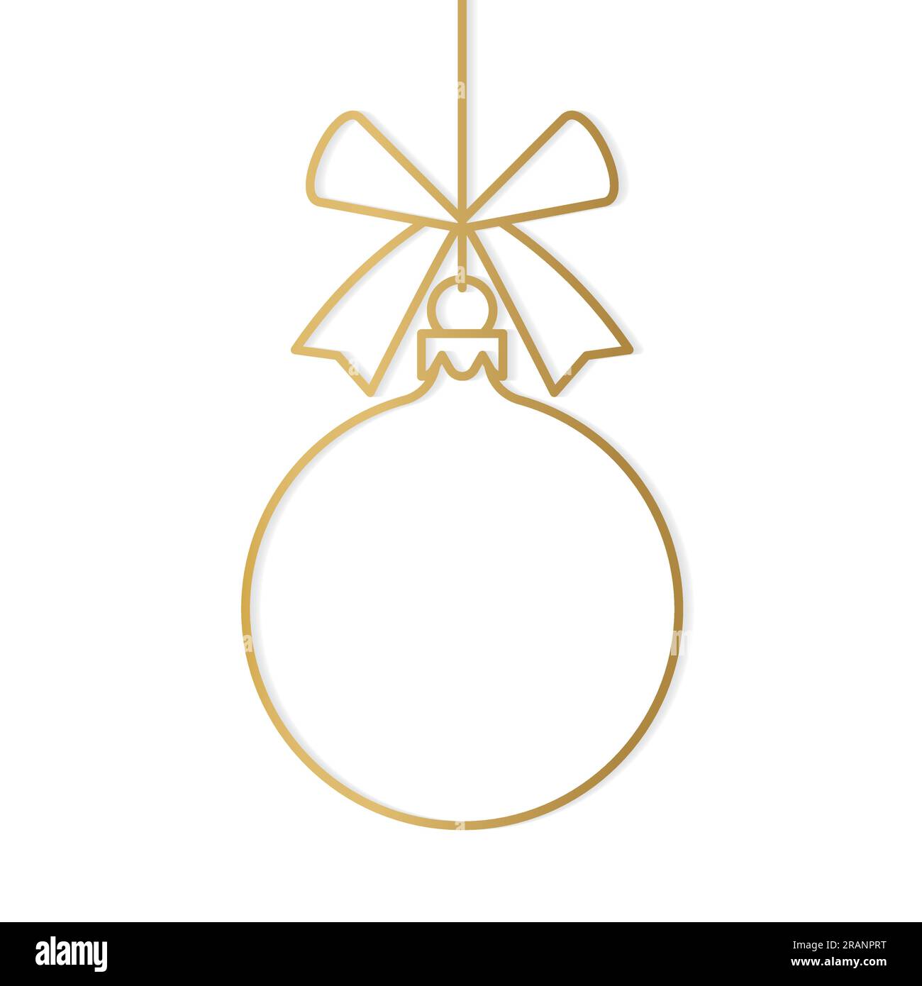 golden hanging line christmas ball with bow and ribbon vector ...
