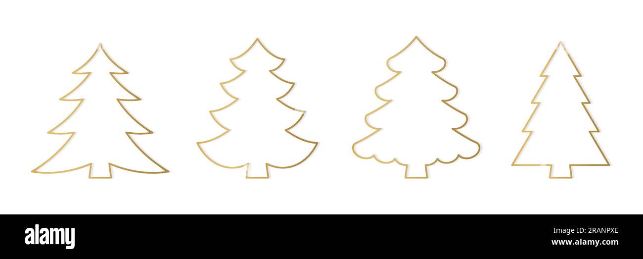 collection of golden christmas trees- vector illustration Stock Vector ...
