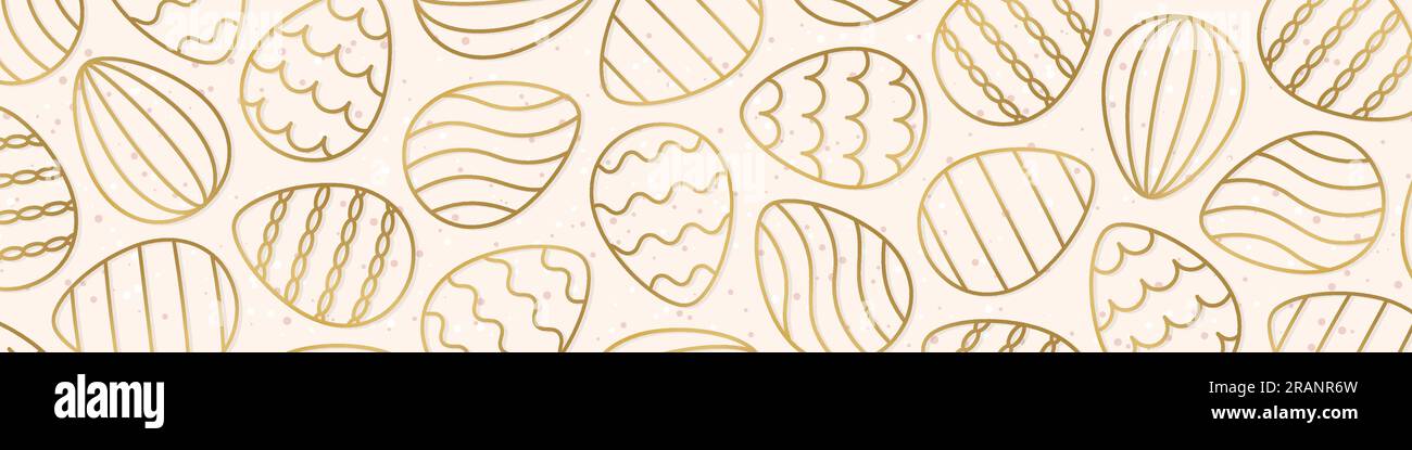 Easter golden banner with eggs - vector illustration Stock Vector