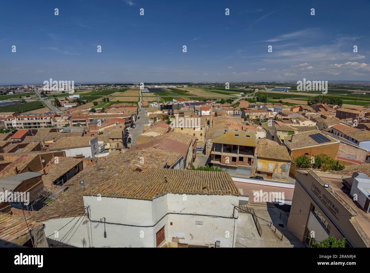 Views from the bell tower of Sant Miquel in Miralcamp (Pla d'Urgell, Lleida, Catalonia, Spain) ESP: Vistas desde el campanario de Miralcamp Stock Photo