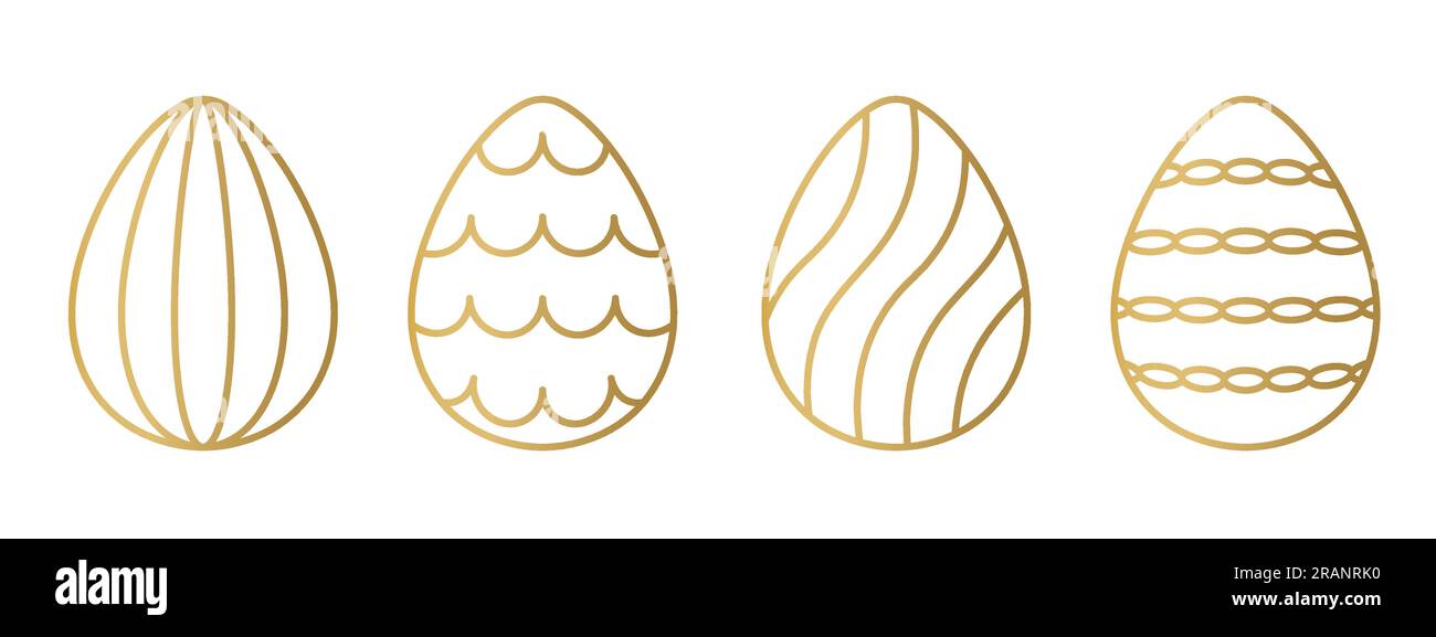 set of different golden line easter egg - vector illustration Stock Vector
