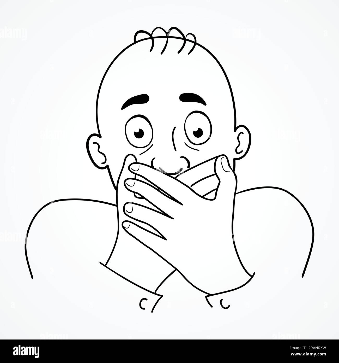 Cartoon illustration of a man with surprised or embarrassed face Stock Vector