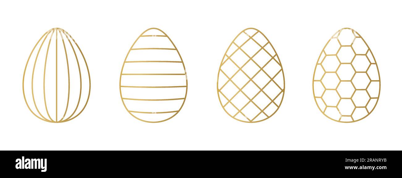 set of different golden easter eggs - vector illustration Stock Vector