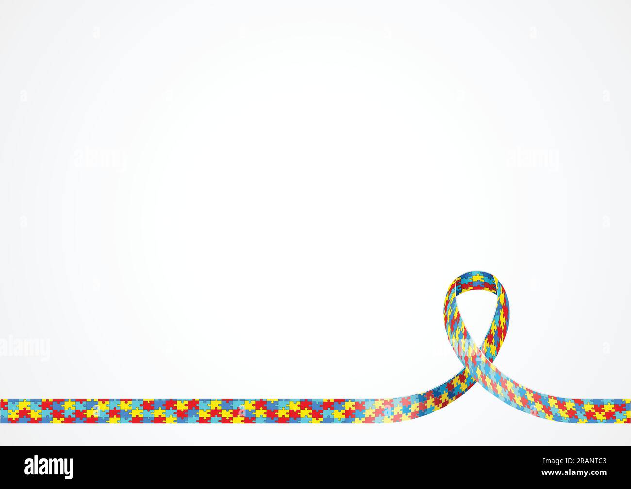 Colorful puzzle ribbon for autism awareness symbol, background template with copy space for cover, page or advertisement design lay out Stock Vector