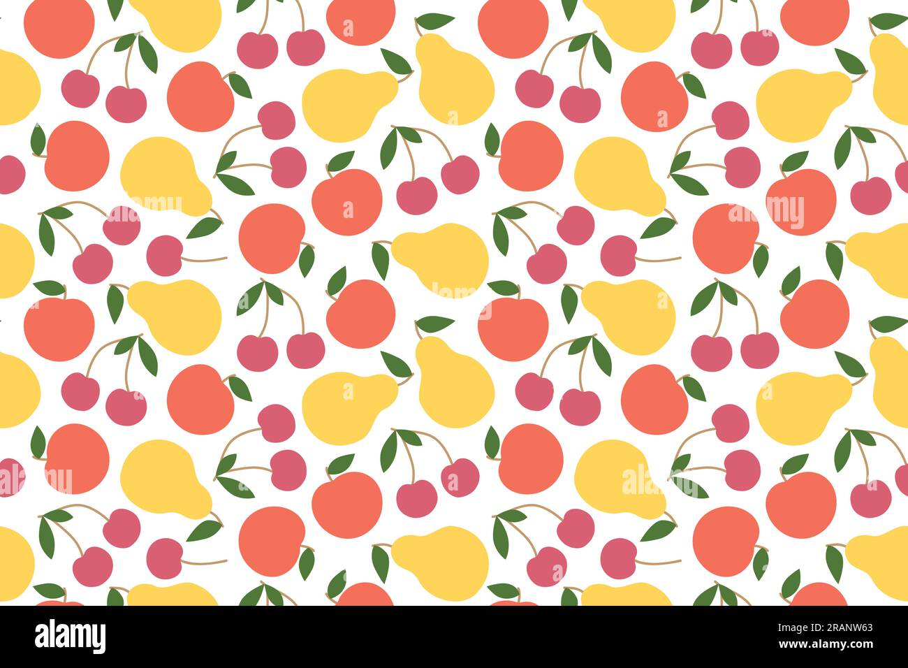 summer seamless pattern with apples, pears and cherries fruit - vector illustration Stock Vector