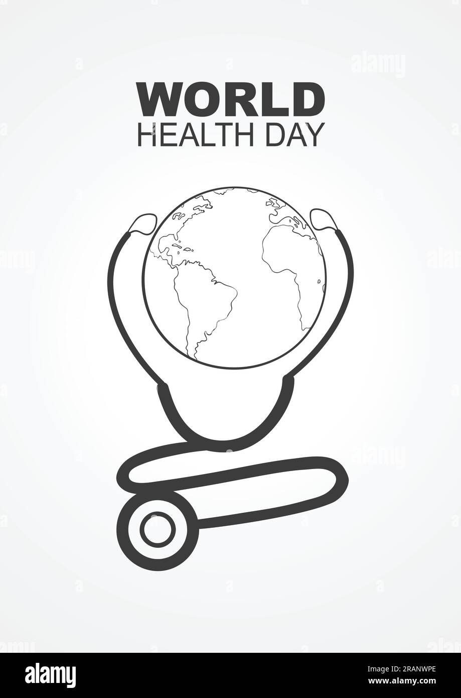 Modern simple graphic of stethoscope and Earth, for world health