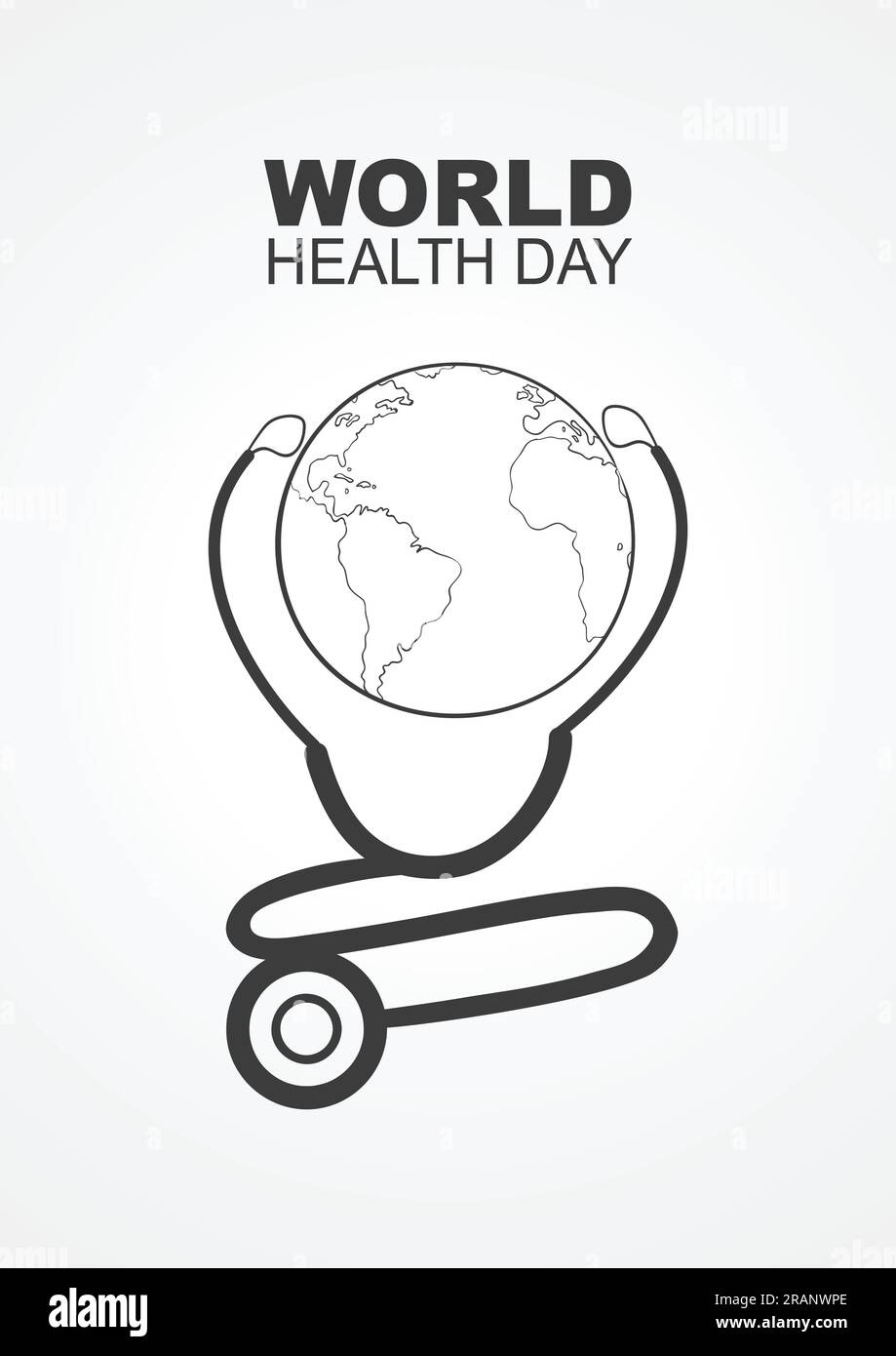 Modern simple graphic of stethoscope and planet Earth, for world health day concept Stock Vector