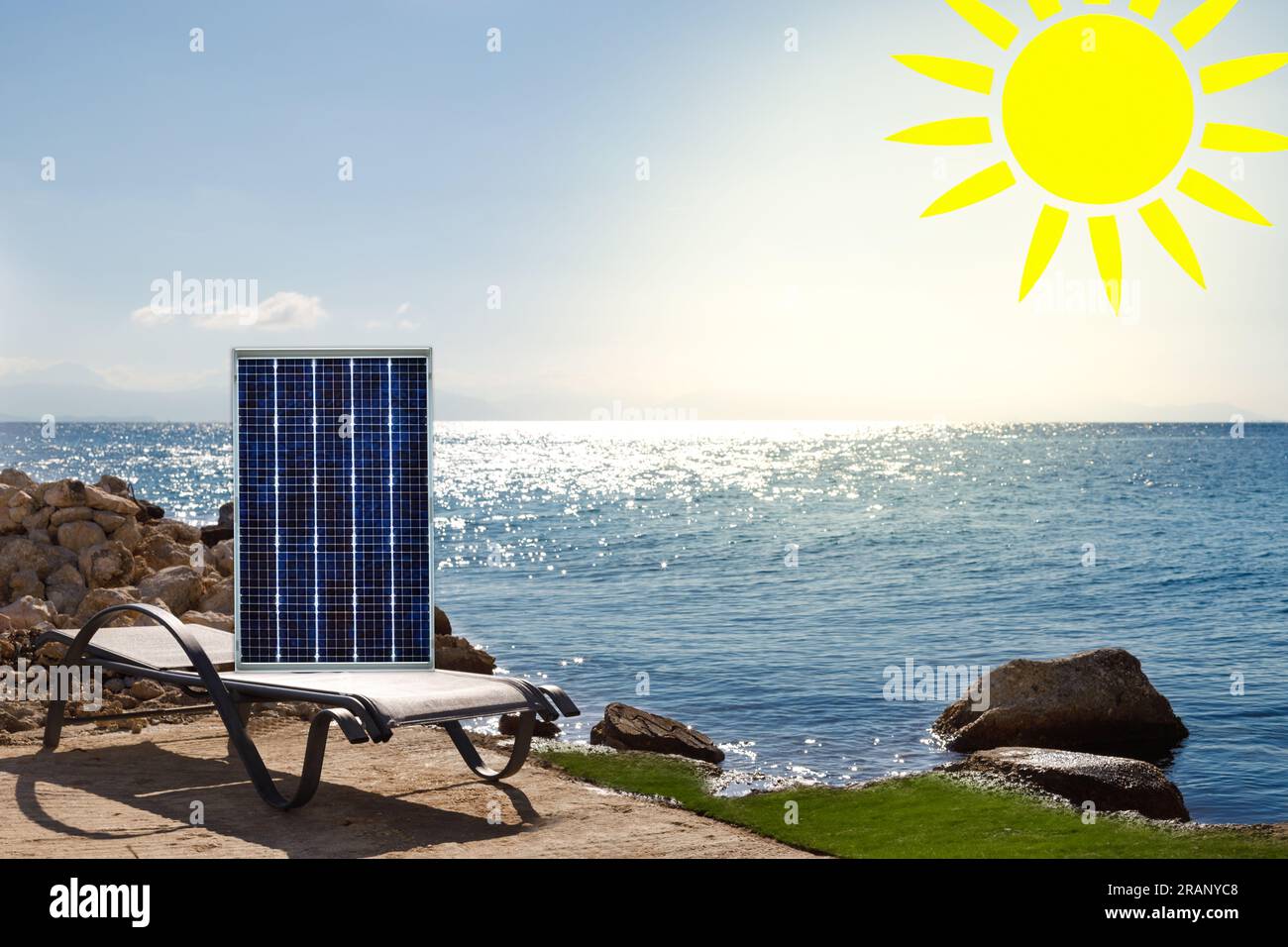 Leisure and renewable energy, solar panels. Conceptual image. Sustainable environment Stock Photo