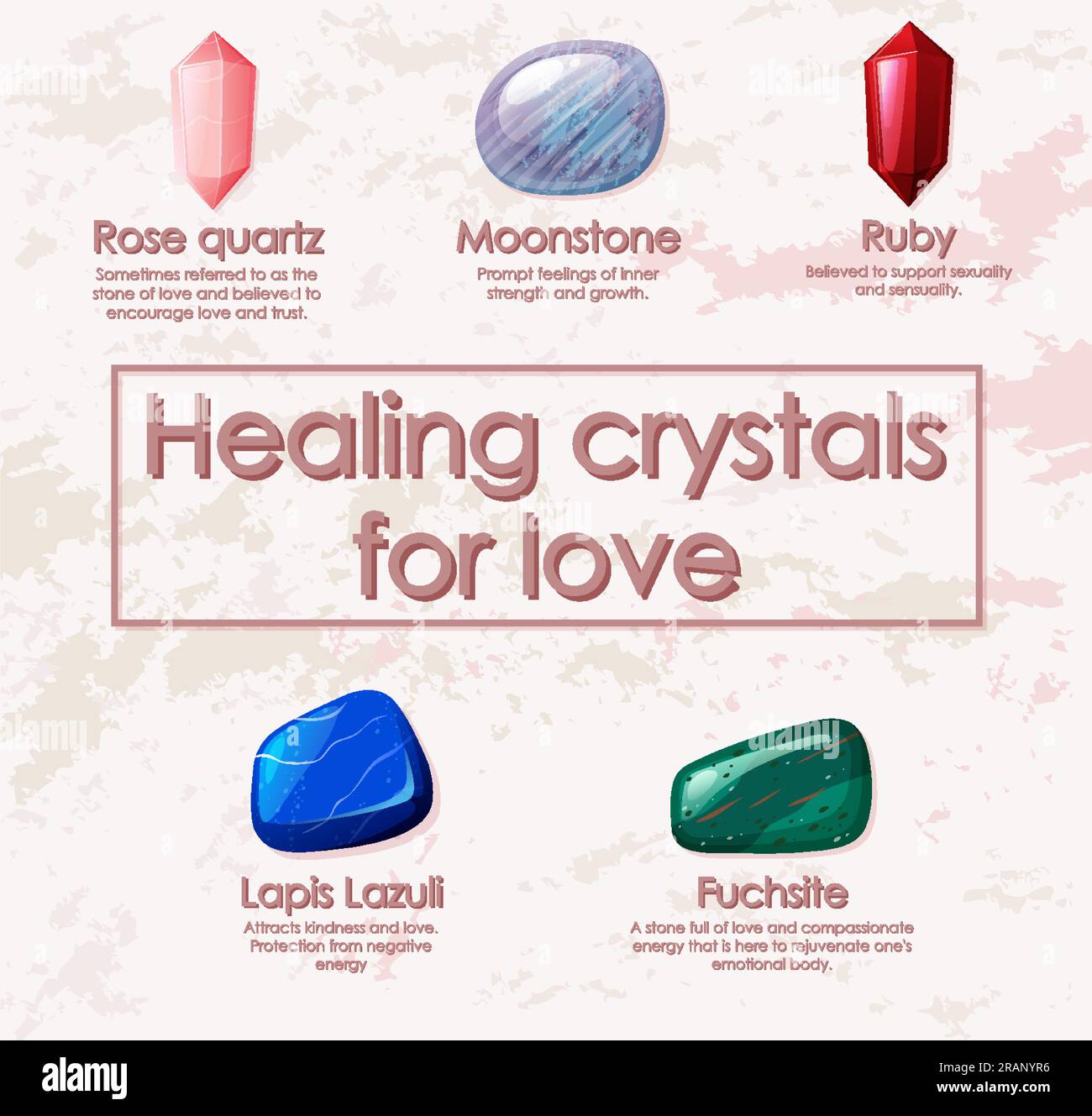 Healing crystals for love collection illustration Stock Vector Image