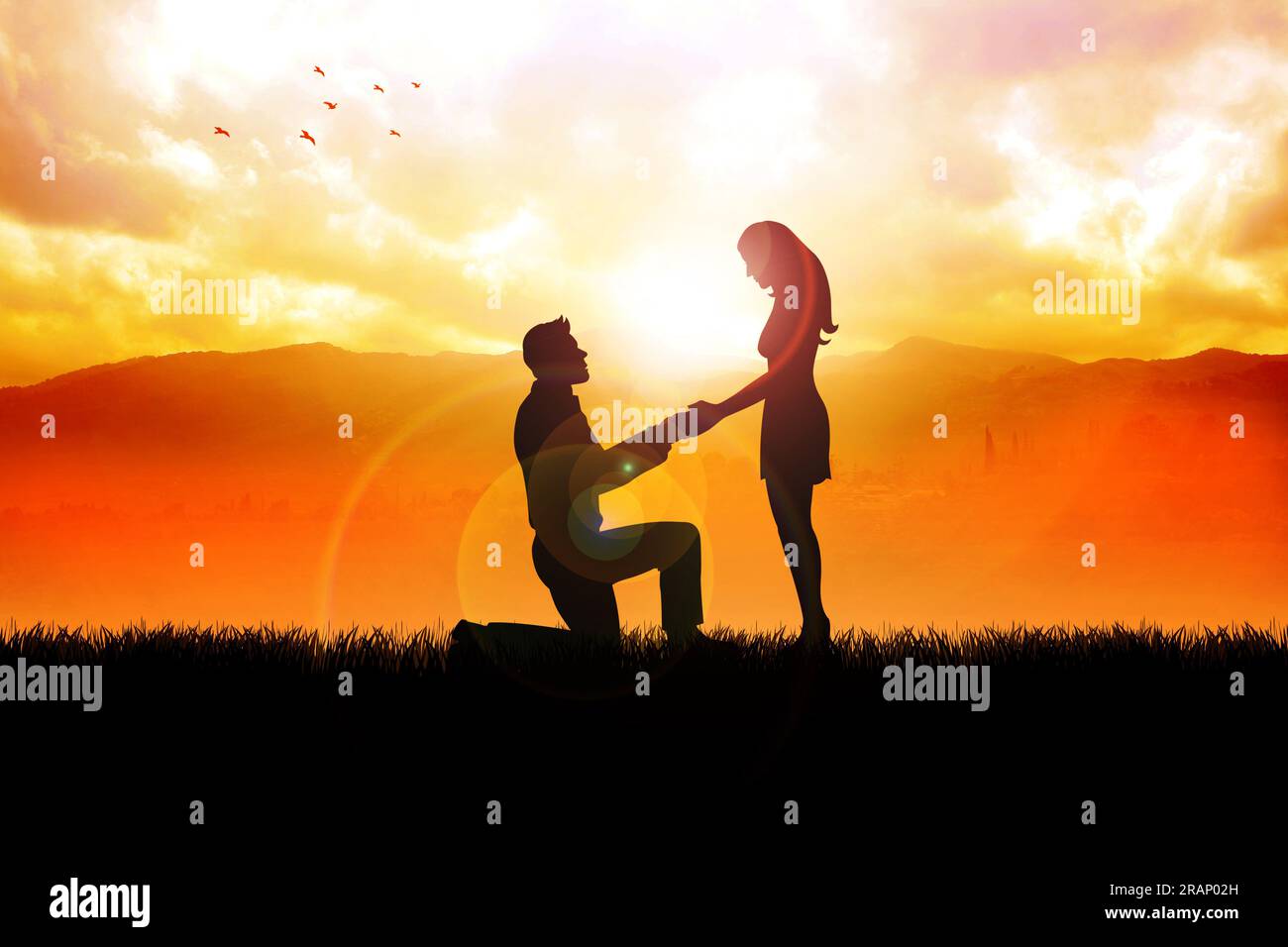 Man kneeling silhouette hi-res stock photography and images - Alamy