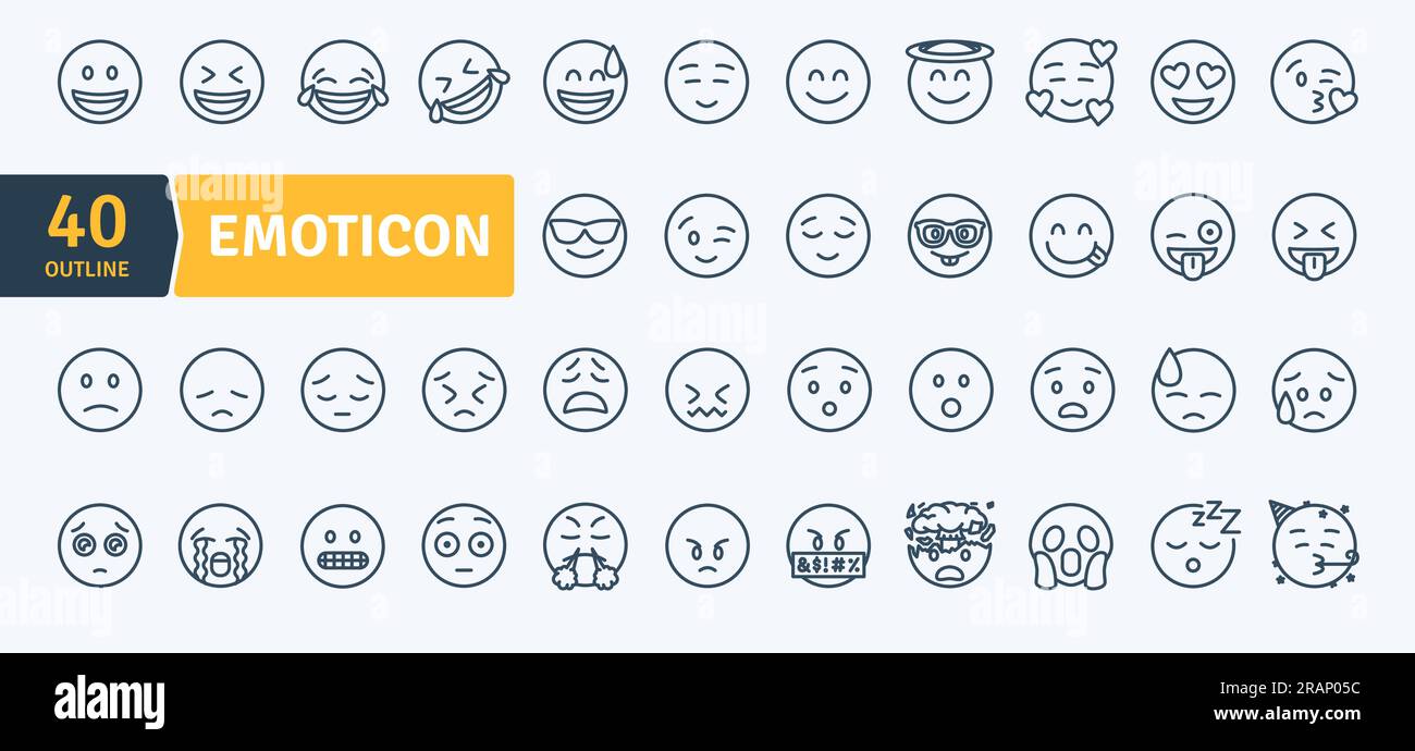 Emoticons Thin Line Pack. Vector scalable icons Stock Vector