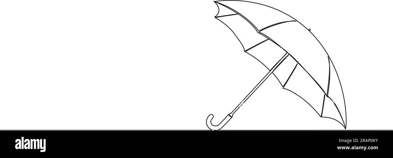continuous single line drawing of open umbrella, line art vector illustration Stock Vector