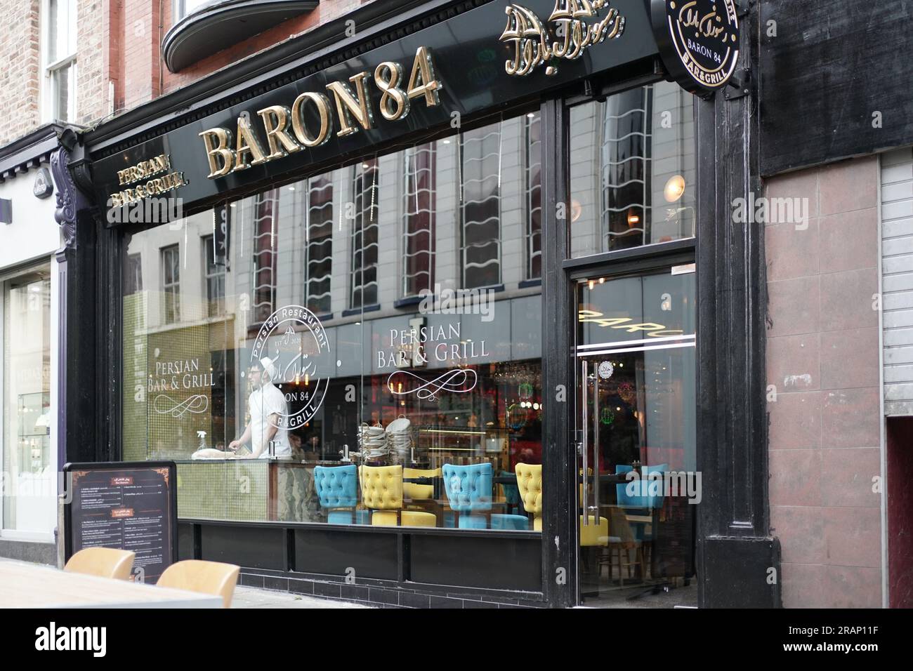 Baron84, a Persian Bar & Grill on Bold Street in Liverpool Stock Photo