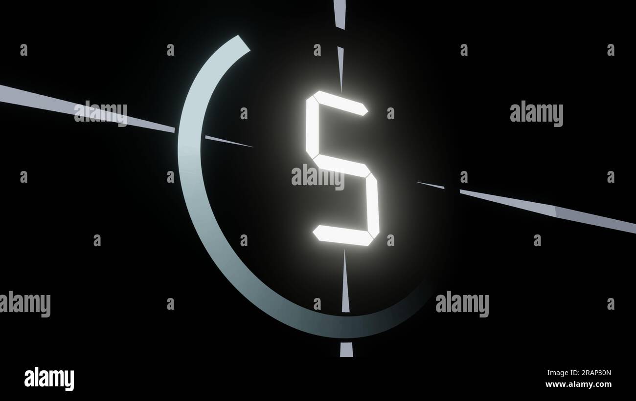 5 - number and circle on black background Stock Photo - Alamy