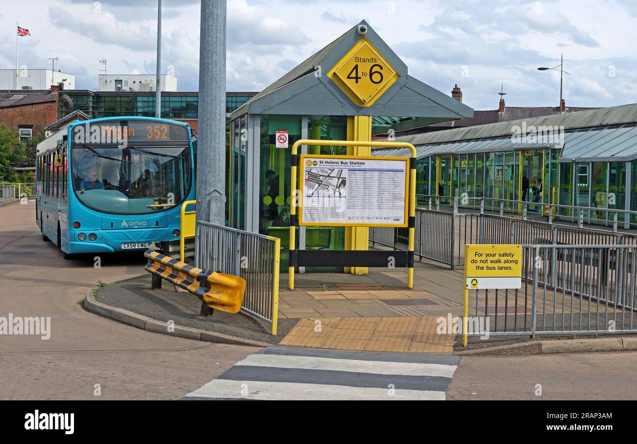St Helens bus station - Bickerstaffe Street, St Helens, Merseyside, England, UK,  WA10 1DH Stock Photo