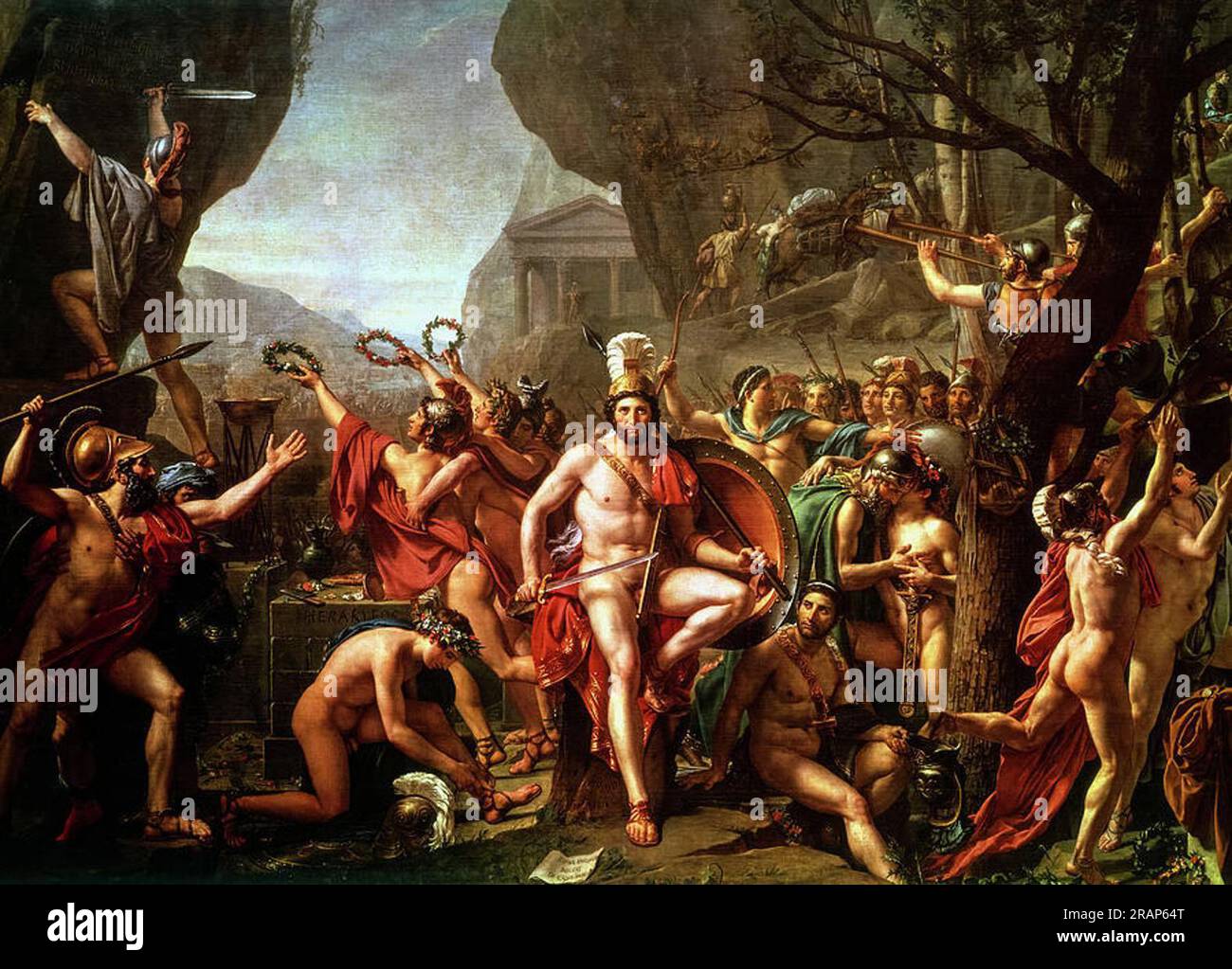 Leonidas at Thermopylae 1814 by Jacques-Louis David Stock Photo
