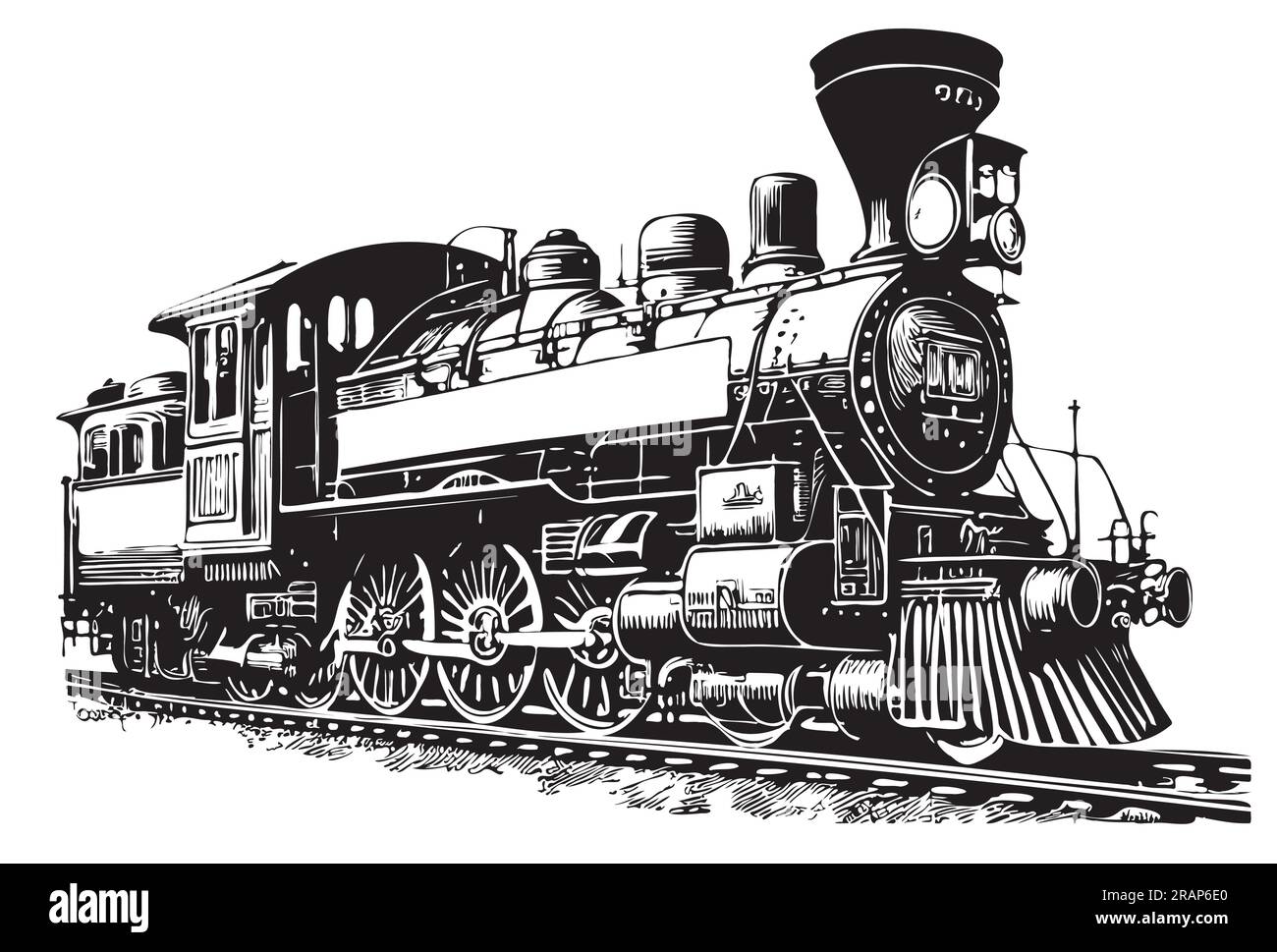 Train vintage sketch hand drawn in doodle style illustration Stock Vector