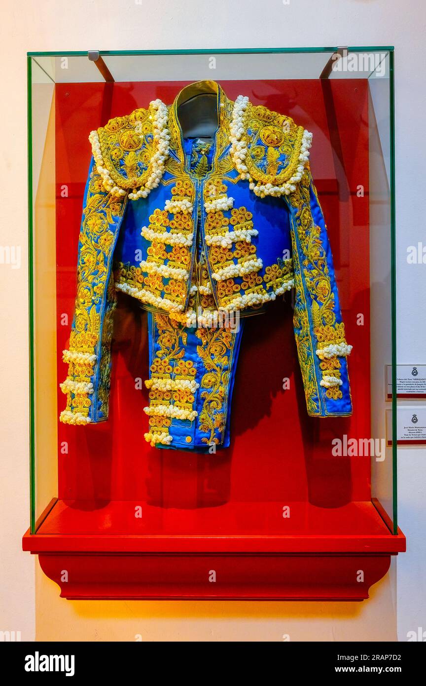 Seville, Spain January 20, 2023 A matador clothing on display in the