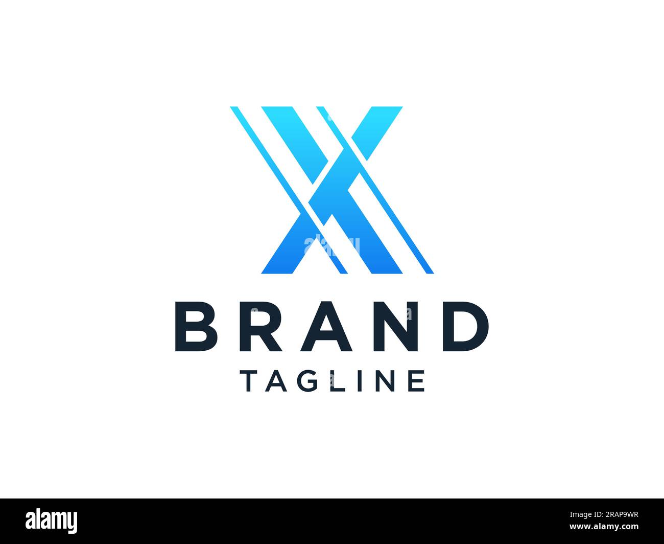 Blue Geometric Line Letter X Logo. Flat Vector Logo Design Template Element Stock Vector
