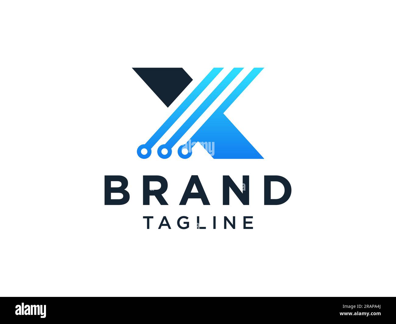 Blue Geometric Line Letter X Logo. Flat Vector Logo Design Template Element Stock Vector