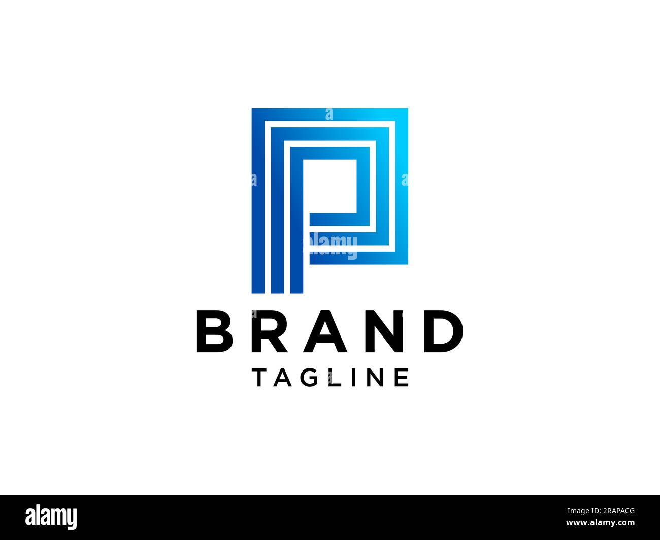 Abstract Initial Letter P Logo. Blue Bright Geometric Origami Style ...