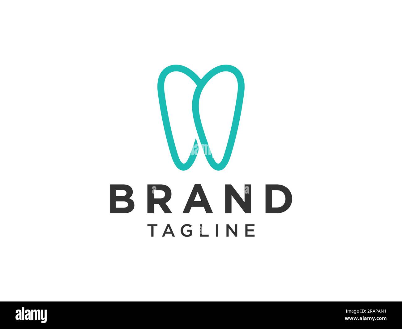 Dental Clinic Logo. Blue Linear Shape Tooth Symbol isolated on White ...