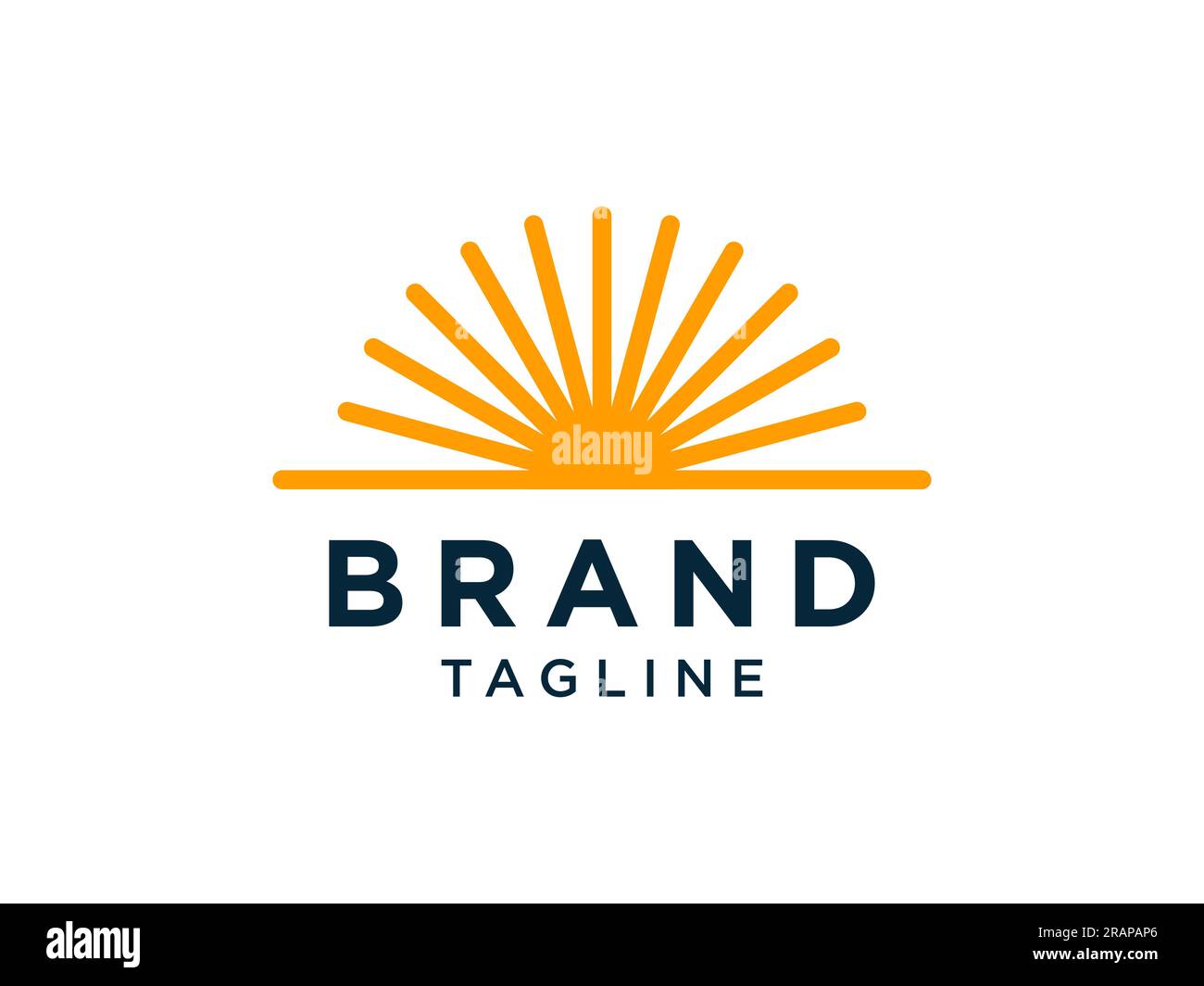 Abstract Sun Logo Line. Yellow Sun Icon with Geometric Radial Rays of ...