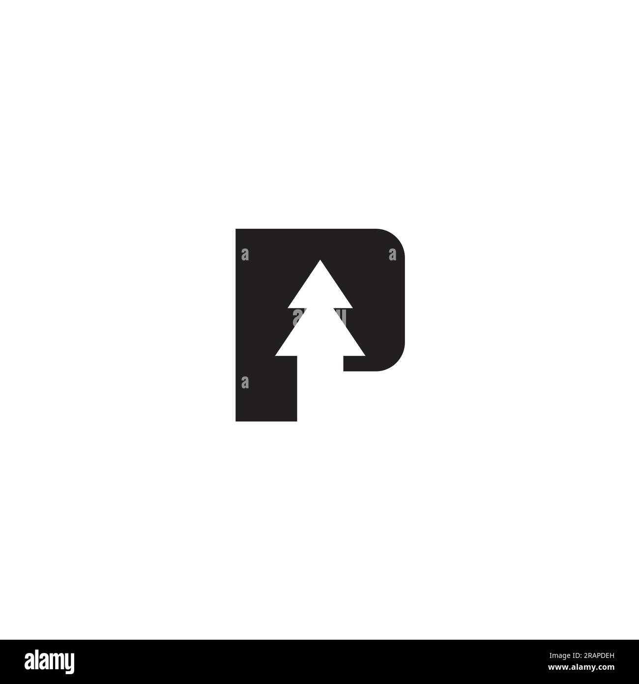 Letter P and Pine Tree logo or icon design Stock Vector