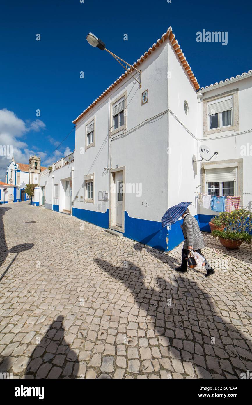 street in the centre of Ericeira village  Mafra Portugal Stock Photo