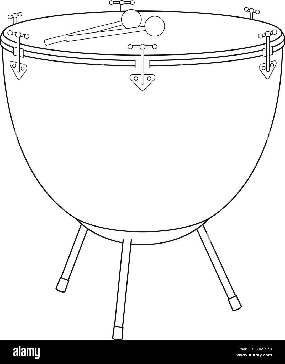 Easy coloring cartoon vector illustration of a kettledrum isolated on ...