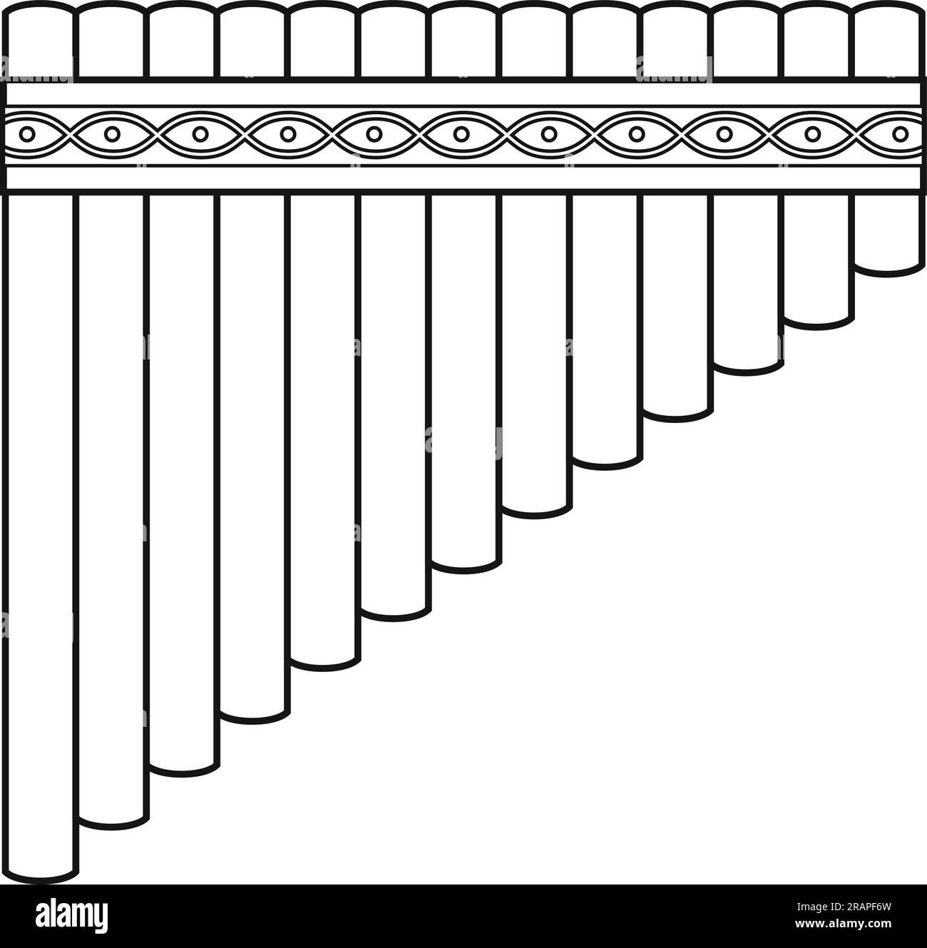 Easy coloring cartoon vector illustration of a panpipe isolated on white background Stock Vector