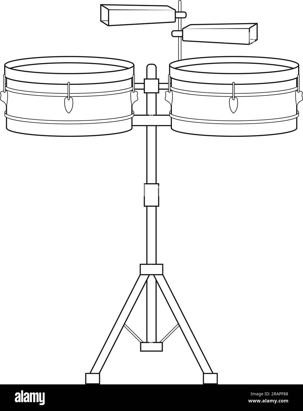 Easy coloring cartoon vector illustration of timbales isolated on white