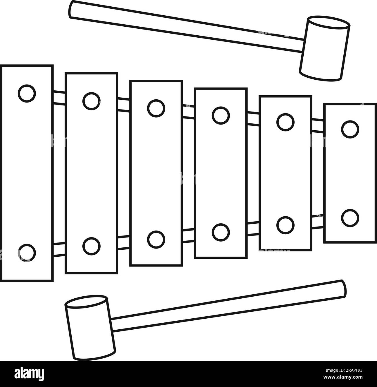 Easy coloring cartoon vector illustration of a xylophone isolated on
