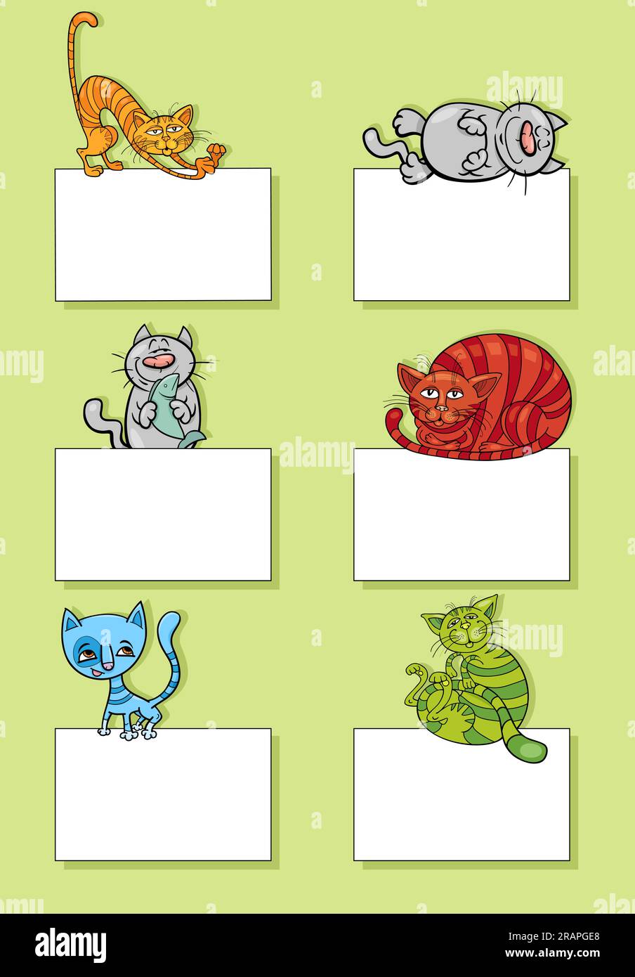 Cartoon illustration of cats and kittens animal characters with blank ...