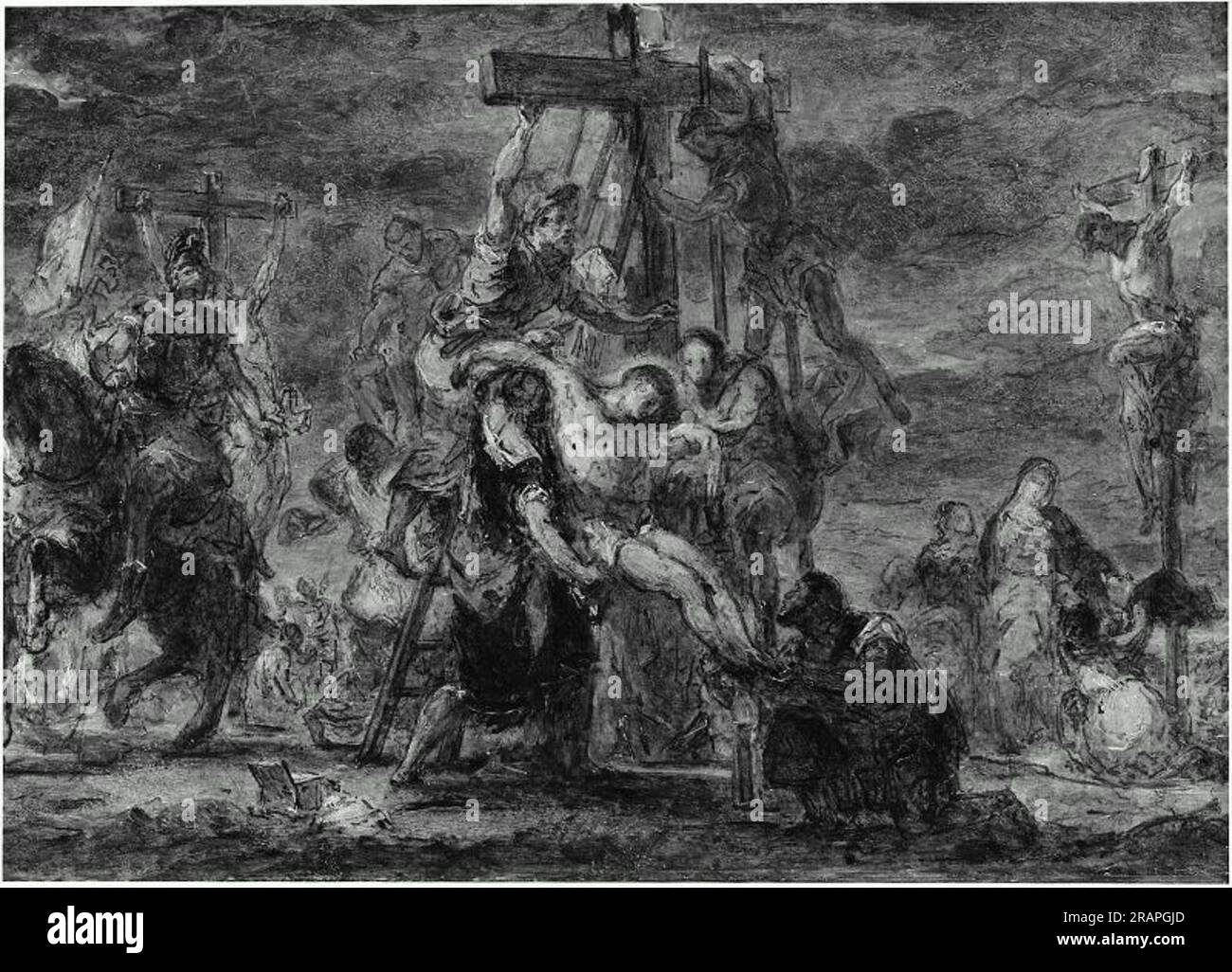 The Descent from the Cross by Eugene Delacroix Stock Photo