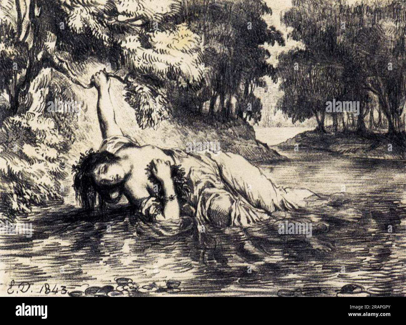 The Death of Ophelia 1843 by Eugene Delacroix Stock Photo Alamy