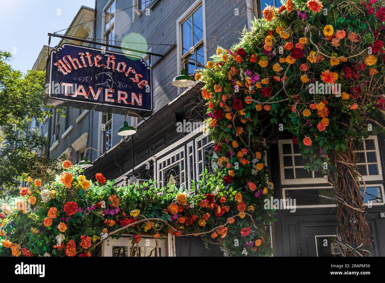 Signboard of White Horse Tavern bar, gathering place of artists opened