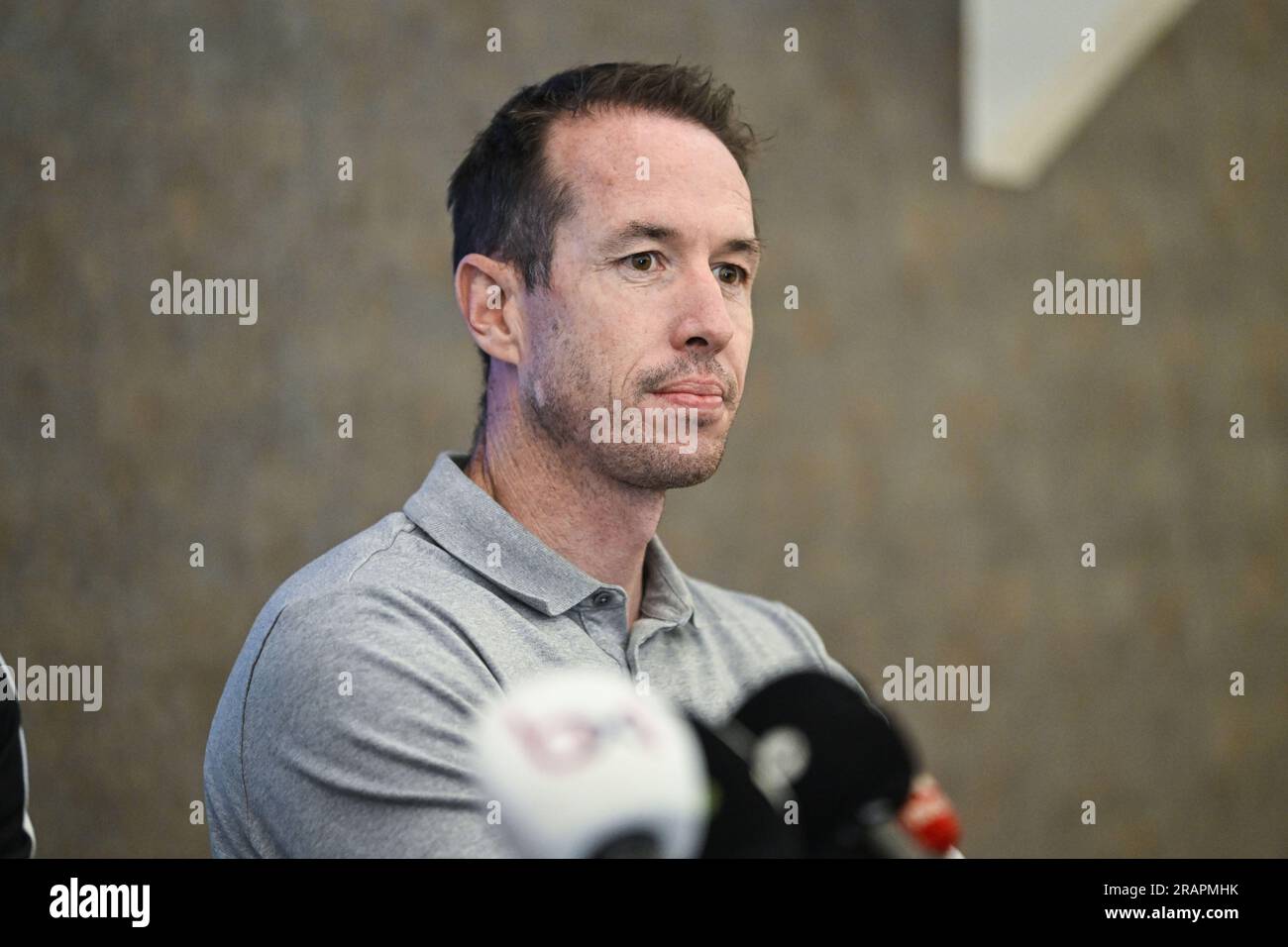 Lier, Belgium. 05th July, 2023. Union's sports director Chris O'Loughlin pictured during a press conference of Belgian first division soccer team Royale Union Saint-Gilloise, ahead of the 2023-2024 season, Wednesday 05 July 2023 in Lier. BELGA PHOTO TOM GOYVAERTS Credit: Belga News Agency/Alamy Live News Stock Photo