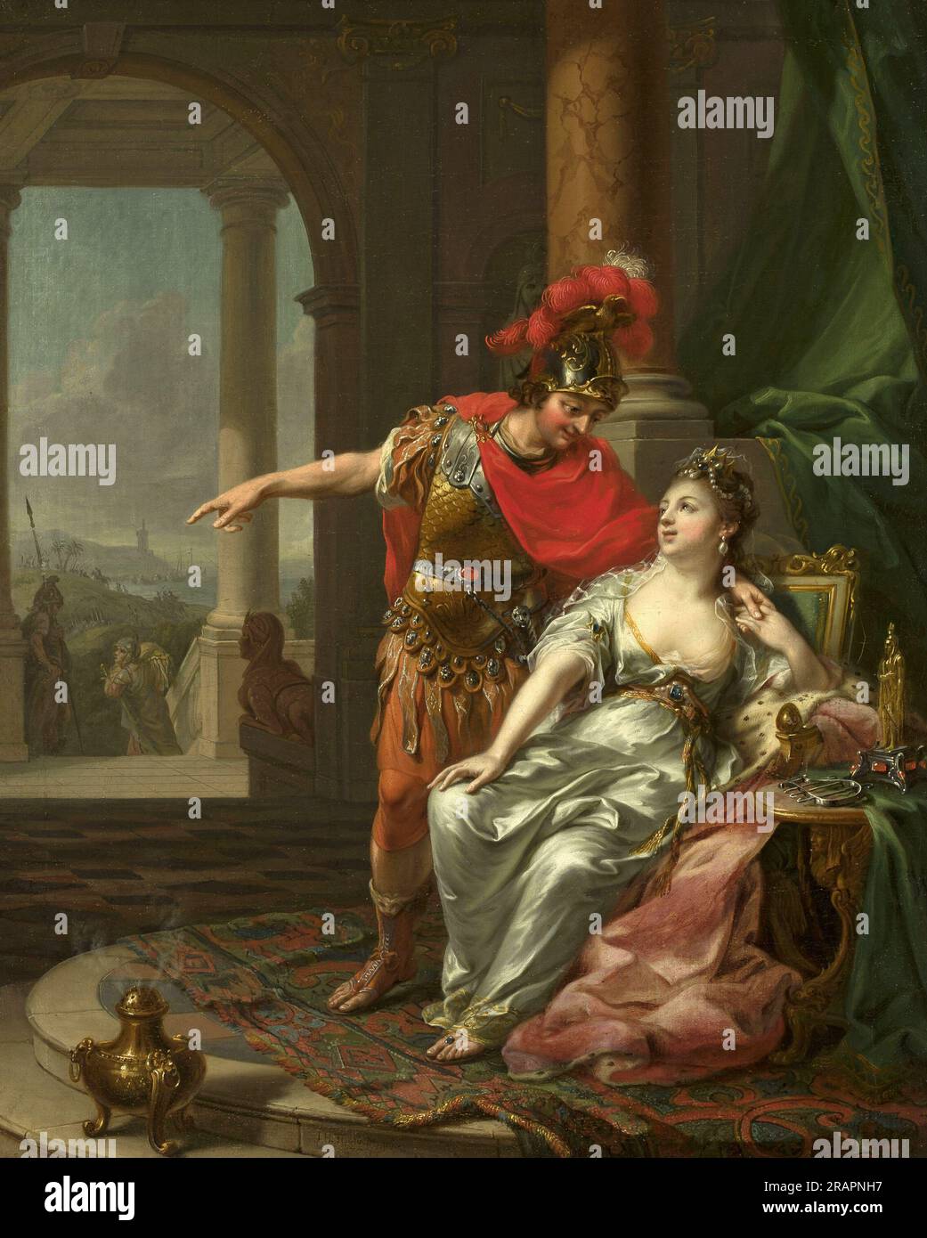 Antony and Cleopatra, Pharaoh Cleopatra VII born 69 BC, died 12 August 30 BC, ruled Egypt as the last queen of the Macedonian-Greek dynasty of the Ptolemies from 51 BC to 30 BC, Marcus Antonius, was a Roman politician and general, Painting by Johann Heinrich Tischbein, (1722-1789), Historical, digitally restored reproduction from an original of the period  /  Antonius und Kleopatra, Pharaonin Kleopatra VII. geboren 69 v. Chr, gestorben 12. August 30 v. Chr., herrschte als letzte Königin der makedonisch-griechischen Dynastie der Ptolemäer von 51 v. Chr. bis 30 v. Chr. über Ägypten, Marcus Anton Stock Photo