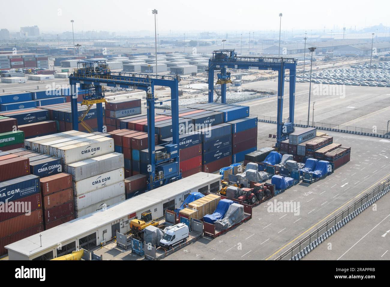 Jeddah, Saudi Arabia December 21, 2022 Port cranes for loading