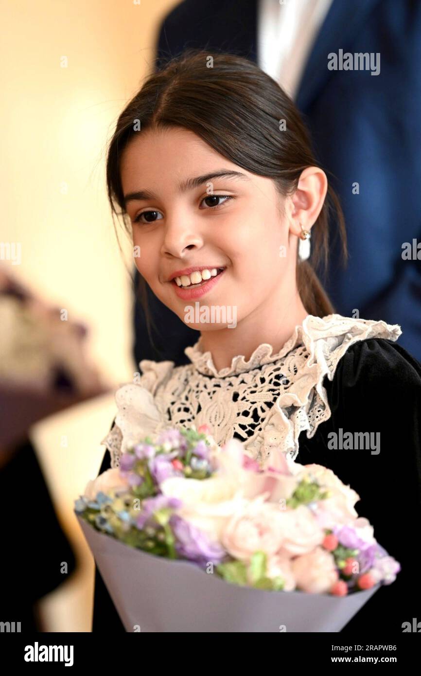 Moscow, Russia. 04th July, 2023. Raisat Akipova, an 8-year-old from ...