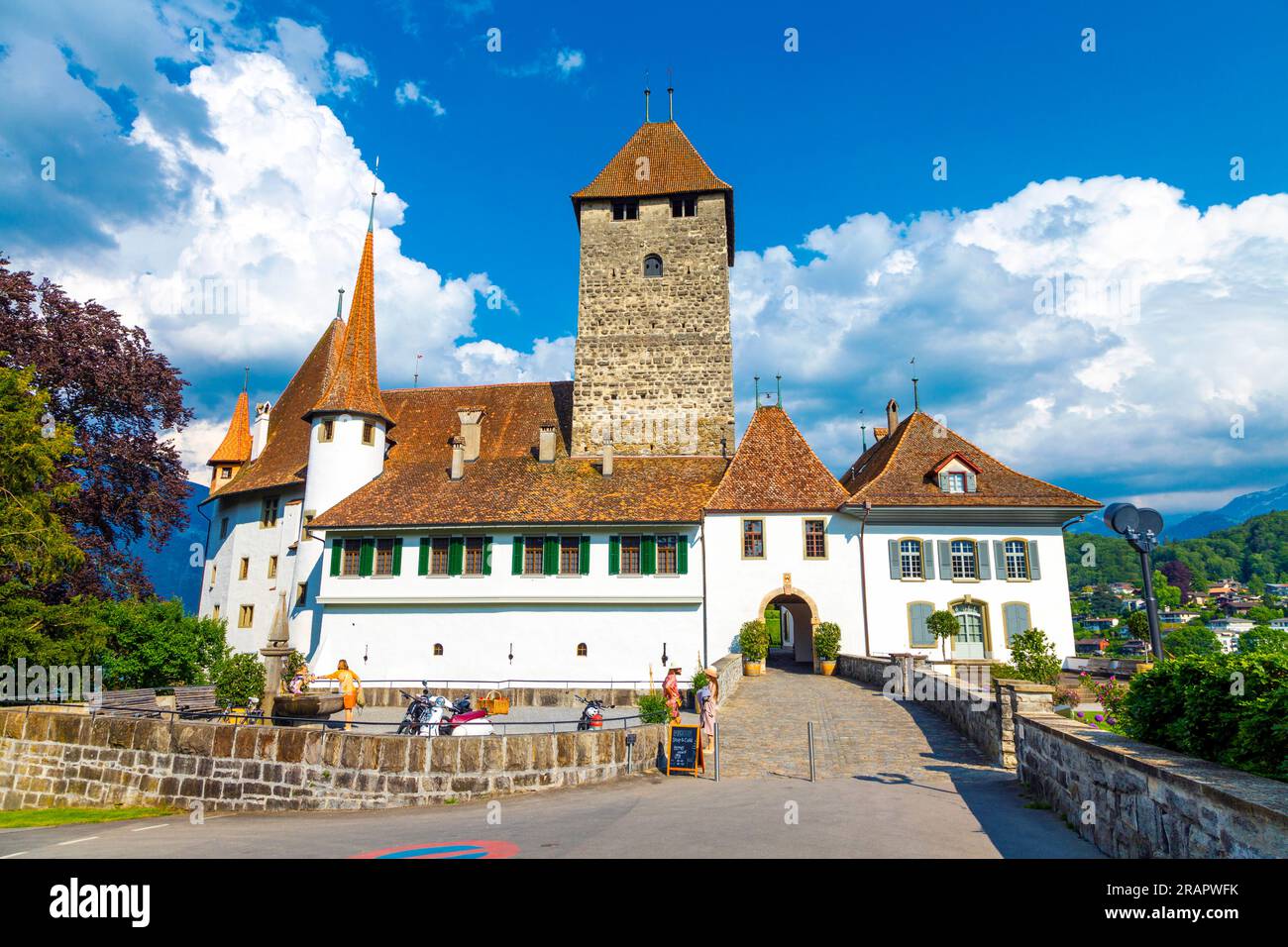 Exterior of Spiez Castle, Spiez, Switzerland Stock Photo