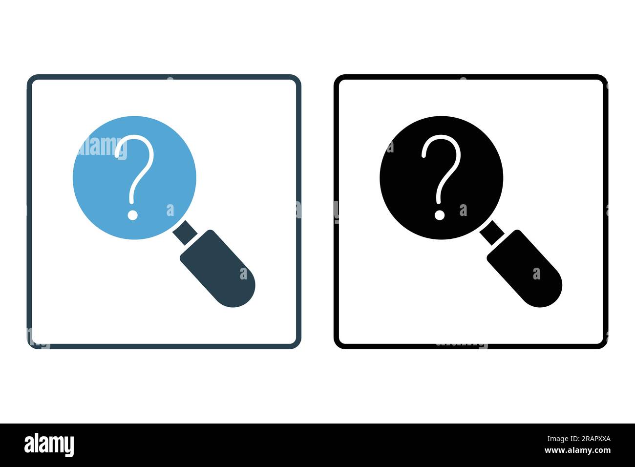 Question Icon with Magnifying Glass. help search. Solid icon style design. Simple vector design editable Stock Vector